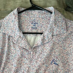 Rhoback Men's Red and Blue Dallas Patterned Shirt